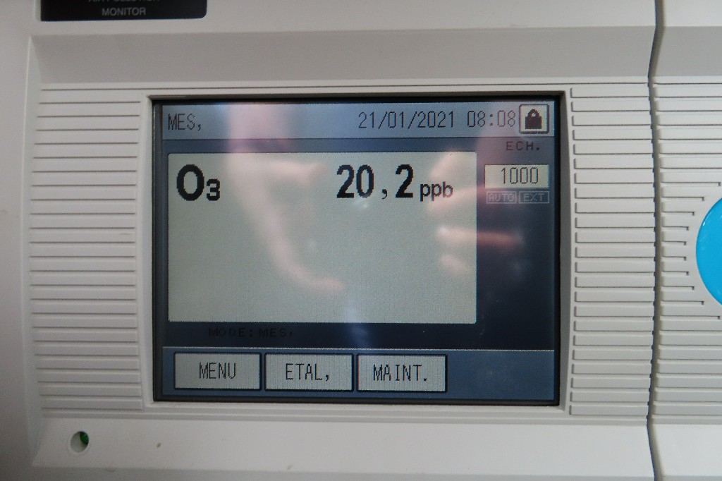 Ecran d'affichage de l'analyseur d'ozone
Horiba.